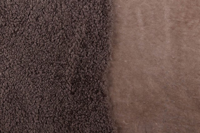 Montone merino fodera lining shearling pelo corto ricciolino taupe